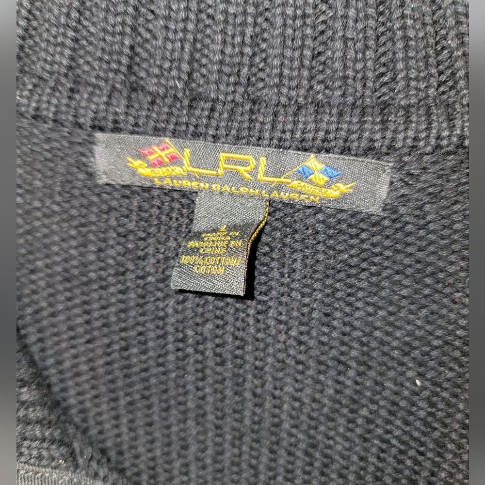 Misses sz L LRL Lauren Ralph Lauren black Sweater with Gold Latches Black label - Picture 4 of 8